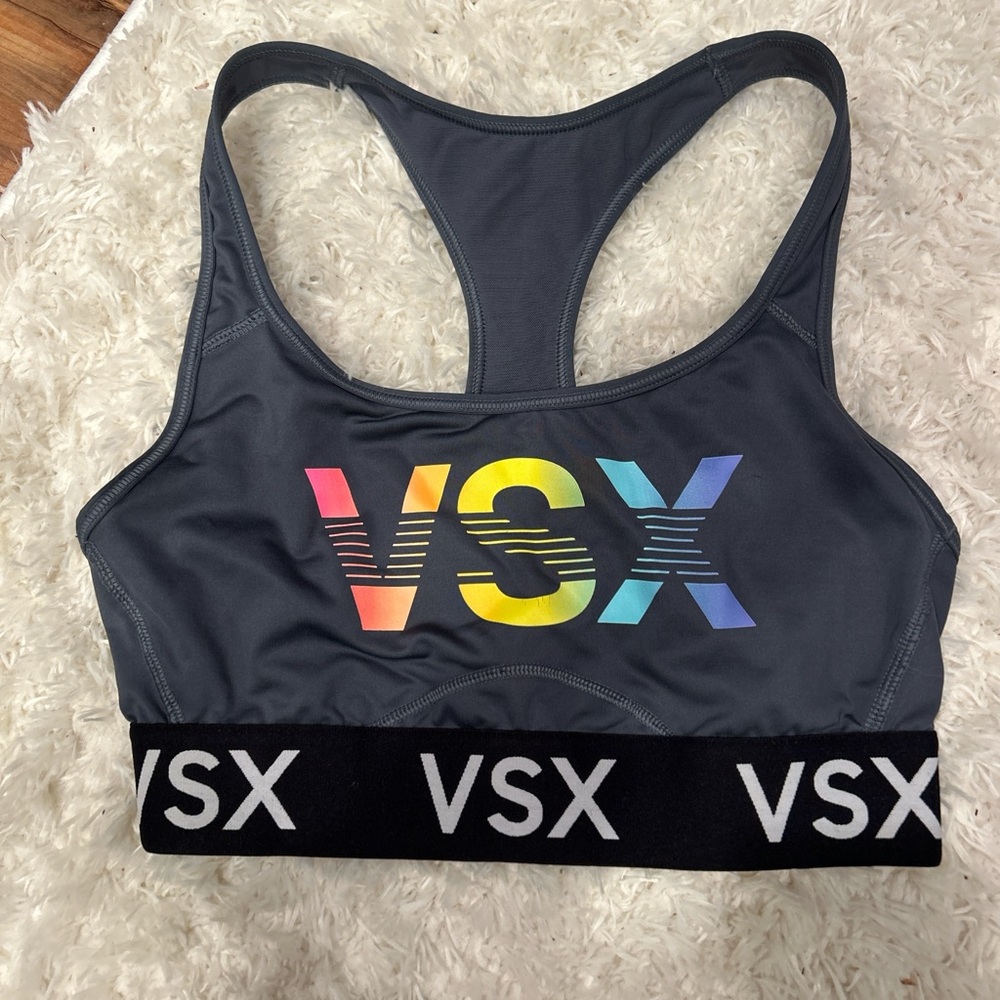 Victoria's Secret Gray Sports Bra with Racerback and Stretchy Fabric